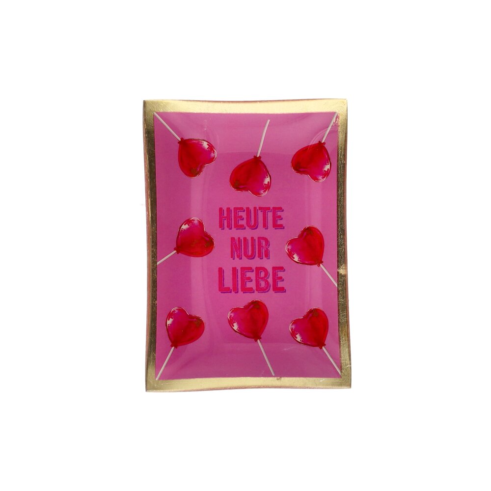 Glasteller "Love Plates - Heute nur Liebe" - M (Rosa)