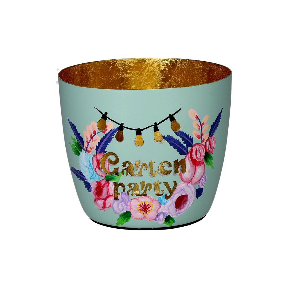 Windlicht "Madra - Gartenparty" - M (Mint/Gold)