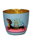 Windlicht "Madras - Yoga Hund" - M (Blau/Gold)