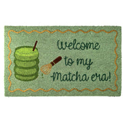Fussmatte Mintgrün mit Matcha-Illustration und „welcome to my matcha era!“