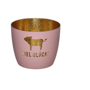 Windlicht "Madras - Viel Glück" - M (Rosa/Gold)