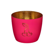 Windlicht "Madras - Kirsche Herzen" - M (Hot Pink/Gold)