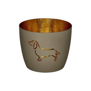 Windlicht "Madras - Dackel" - M (Sandstone/Gold)
