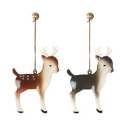 Metallornament-Set Bambi: zwei Rehfiguren zum Aufhängen, goldfarbene Schlaufe
