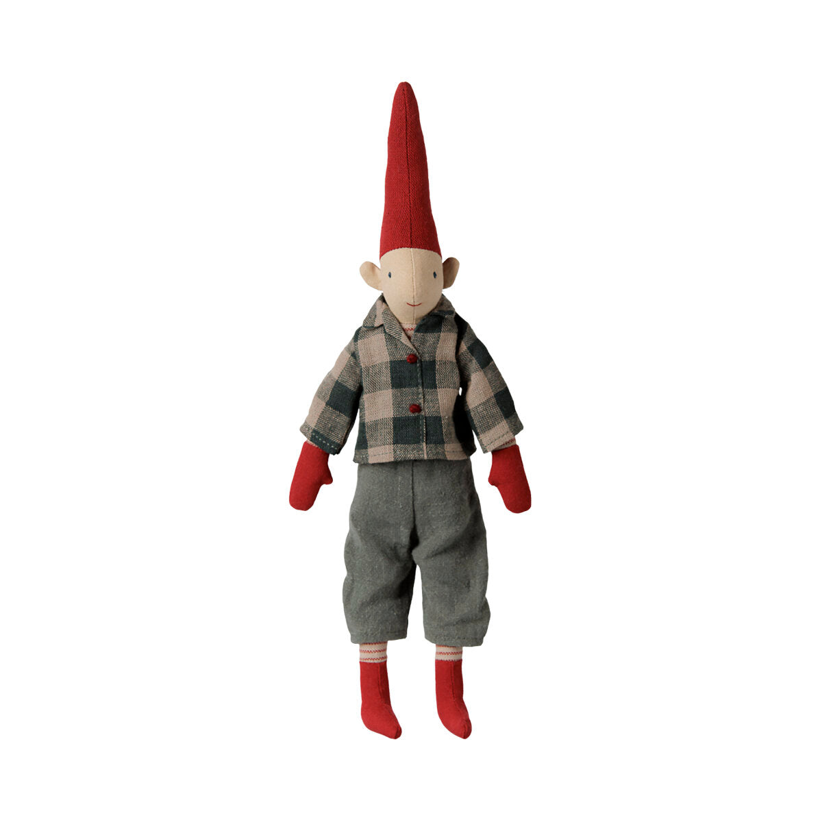 Pixy/Wichtel "Junge - Hemd" - Größe 2 (Grau/Rot)