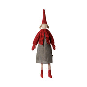 Pixy/Wichtel "Mädchen - Strickjacke" - Größe 4 (Grau/Rot)