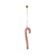 Metallornament "Große Zuckerstange - Streifen und Punkte" im 2er Set - 1,5x8x12 cm (Rot)