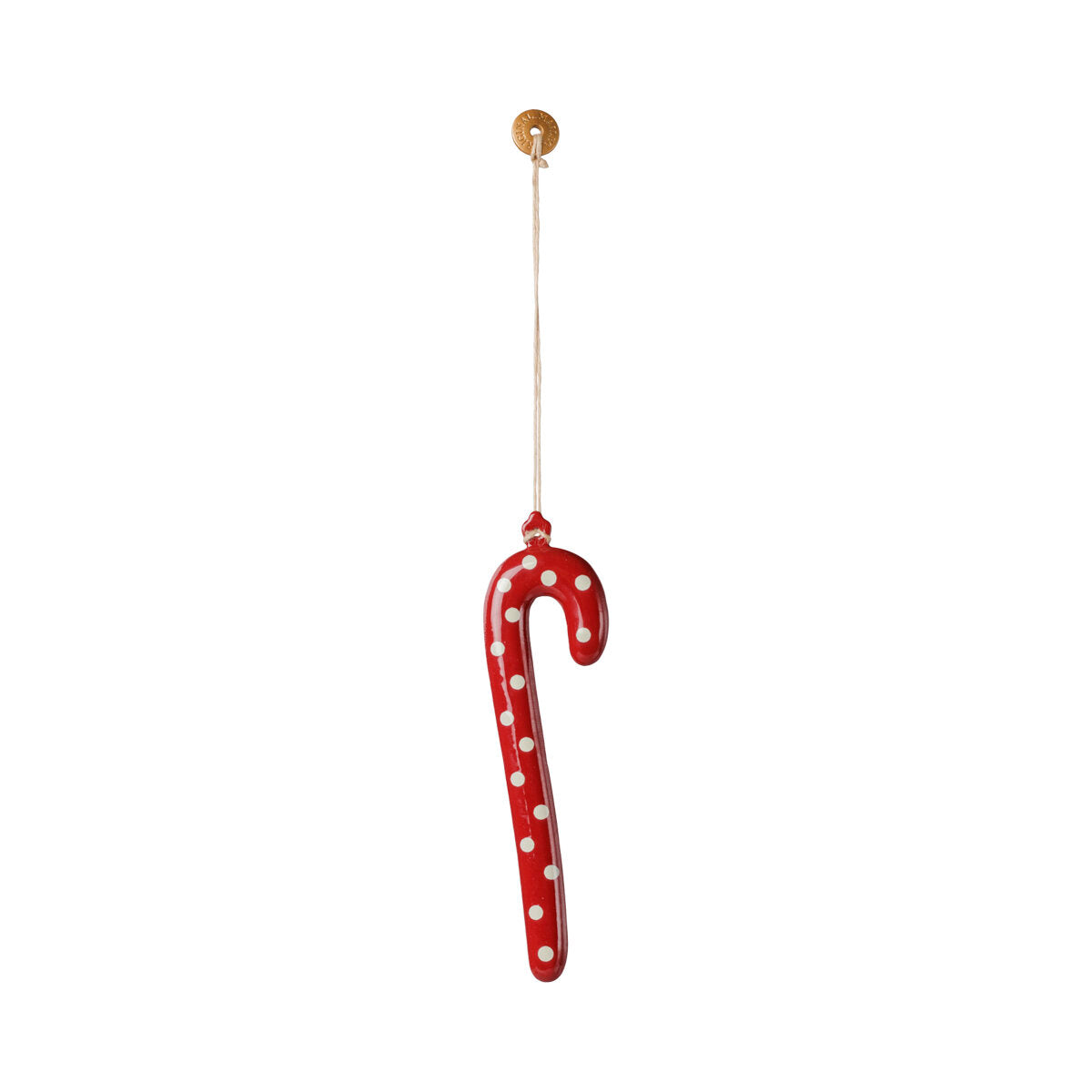 Metallornament "Große Zuckerstange - Streifen und Punkte" im 2er Set - 1,5x8x12 cm (Rot)