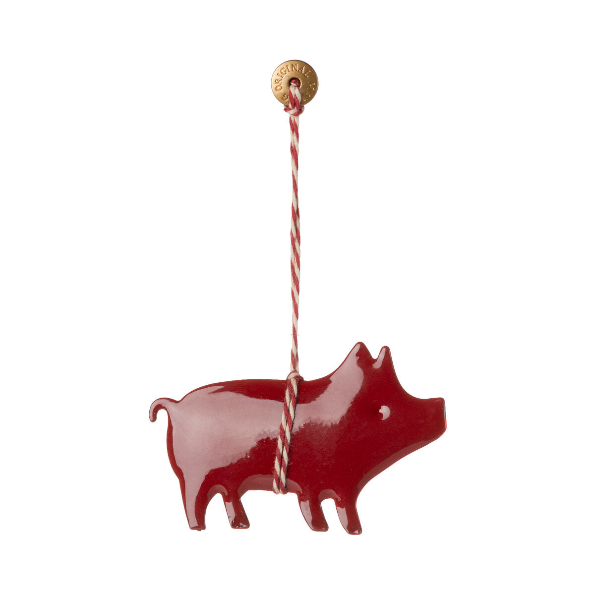Metallornament "Schwein" im 2er-Set - 1,5x8x12 cm (Rot/Rose)