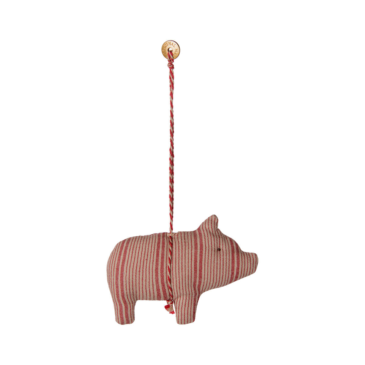 Stoffornament "Schwein - Streifen" im 2er Set - 1,5x8x12 cm (Rot/Sand)