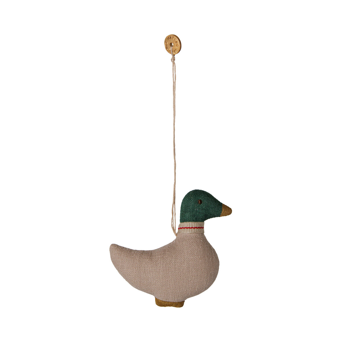 Stoffornament "Ente" - 1,5x8x12 cm (Sand/Grün)