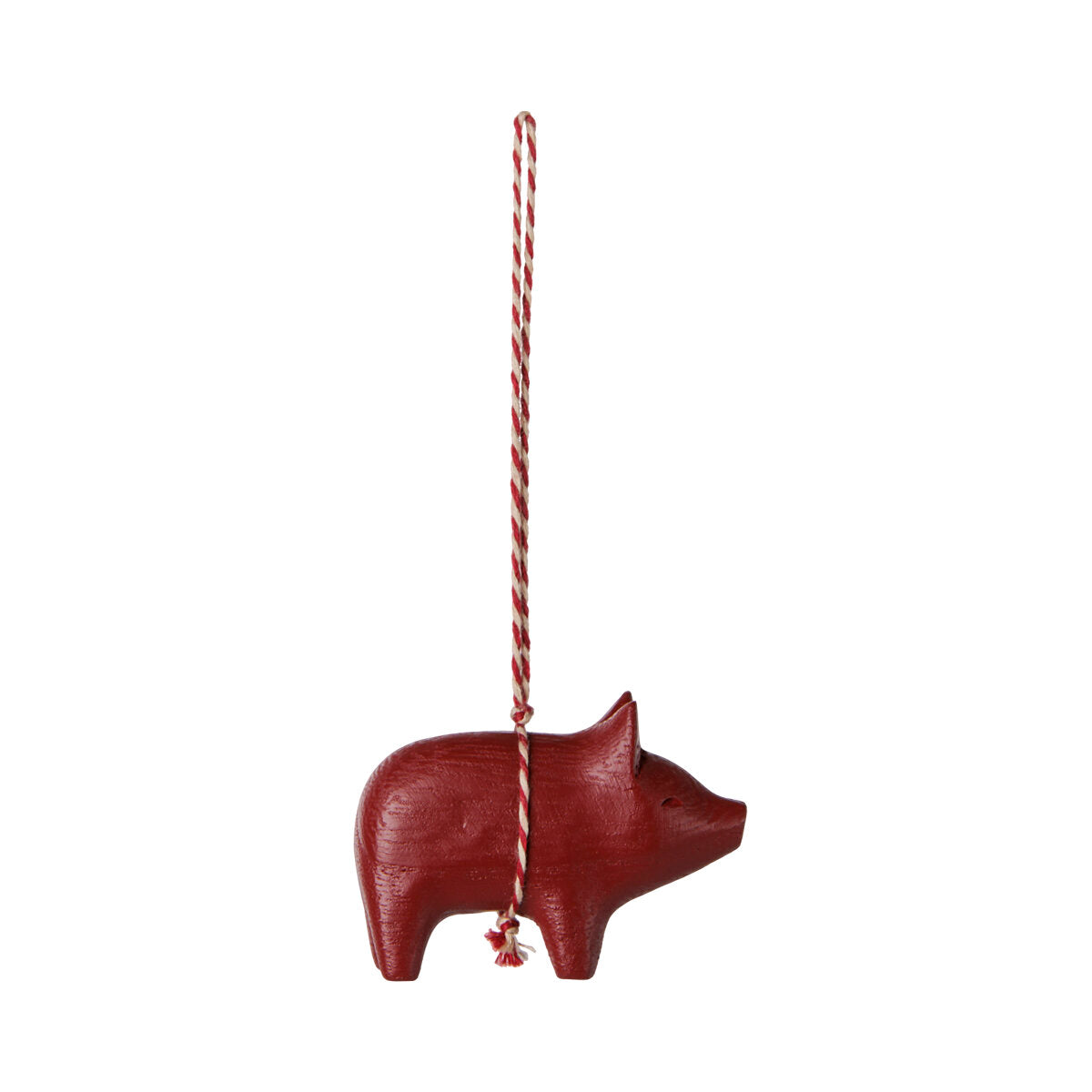 Holzornament "Schwein" im 2er-Set - 1,5x8x12 cm (Rot/Natur)