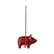 Holzornament "Schwein" im 2er-Set - 1,5x8x12 cm (Rot/Natur)