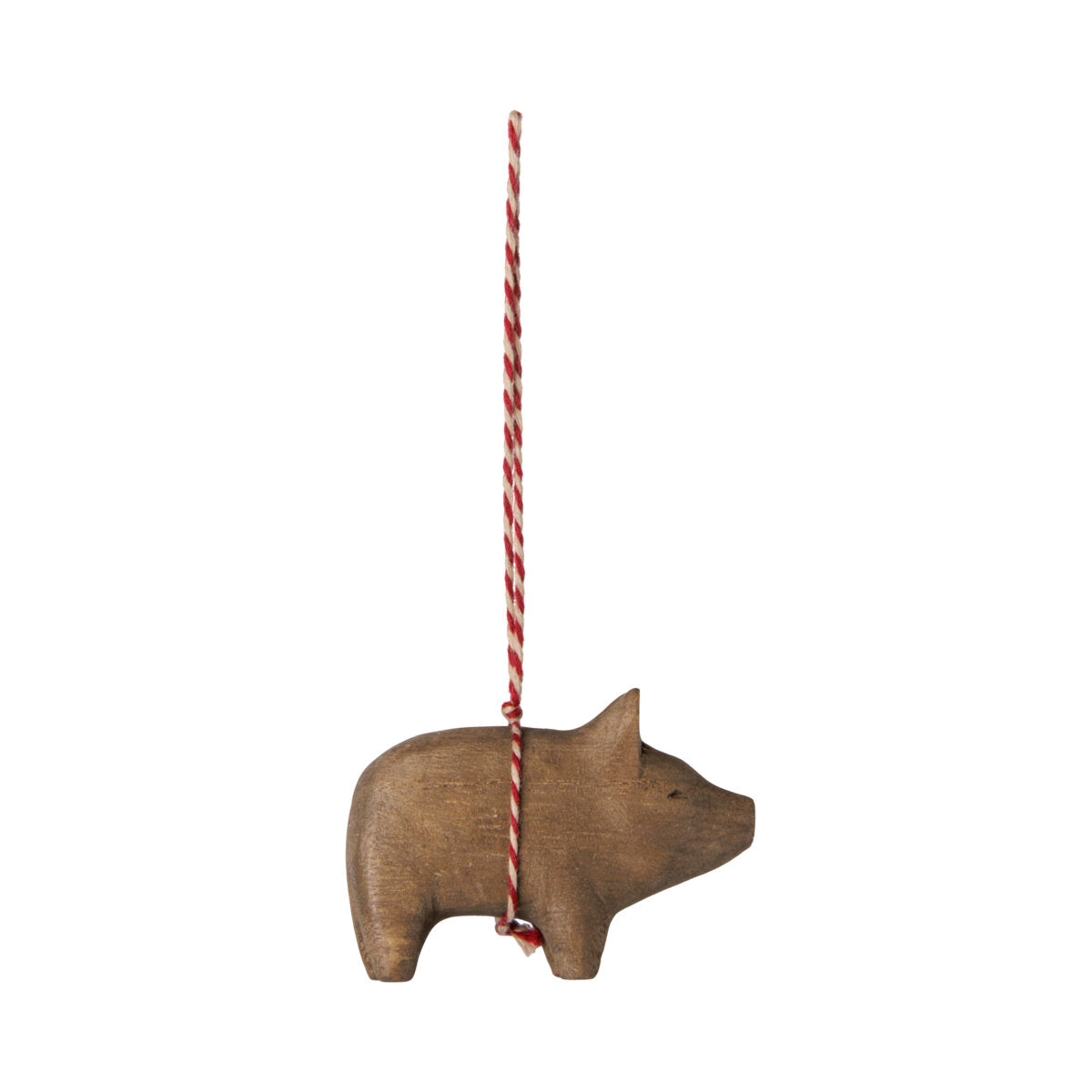 Holzornament "Schwein" im 2er-Set - 1,5x8x12 cm (Rot/Natur)