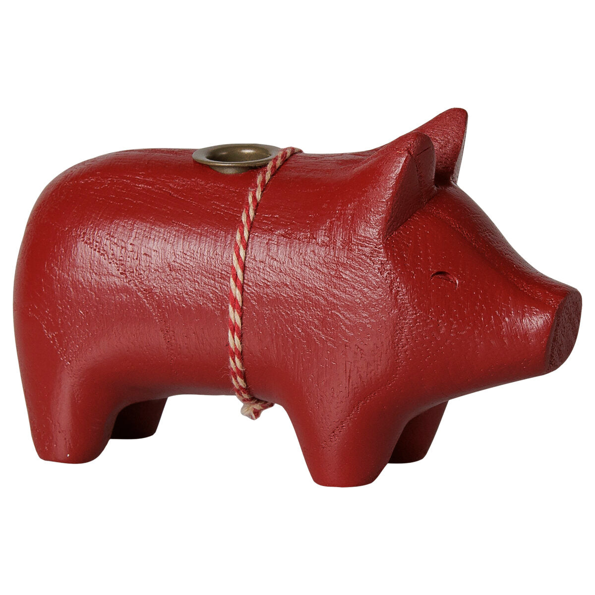 Holz-Kerzenhalter "Schwein" - Klein (Rot)