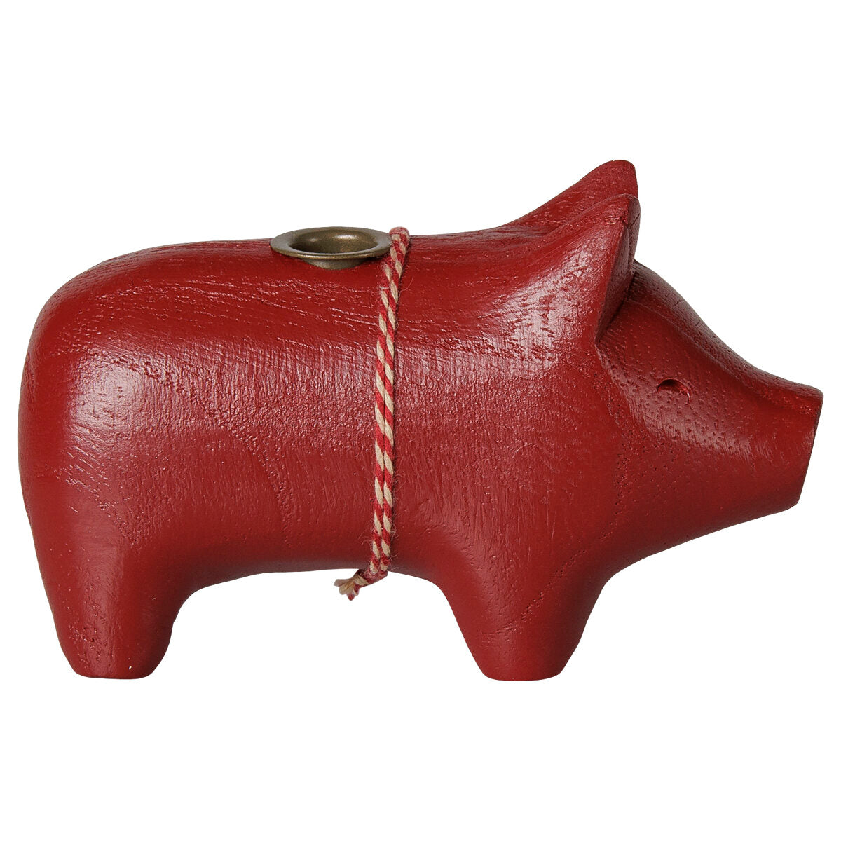 Holz-Kerzenhalter "Schwein" - Klein (Rot)