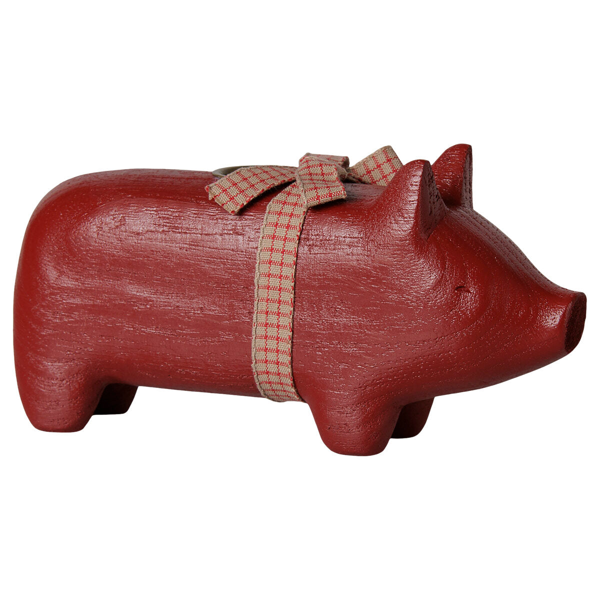 Holz-Kerzenhalter "Schwein" - Mittel (Rot)