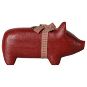 Holz-Kerzenhalter "Schwein" - Mittel (Rot)