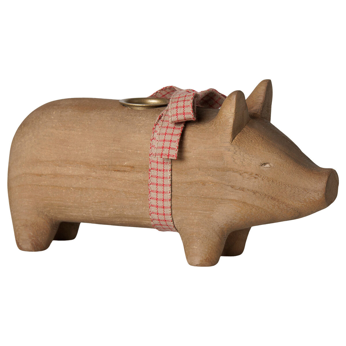 Holz-Kerzenhalter "Schwein" - Mittel (Natur)