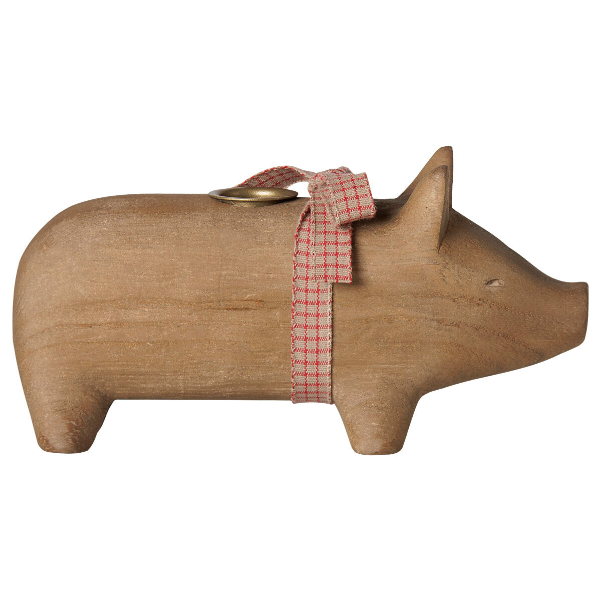 Holz-Kerzenhalter "Schwein" - Mittel (Natur)