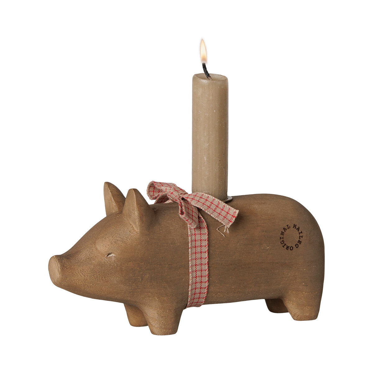 Holz-Kerzenhalter "Schwein" - Mittel (Natur)