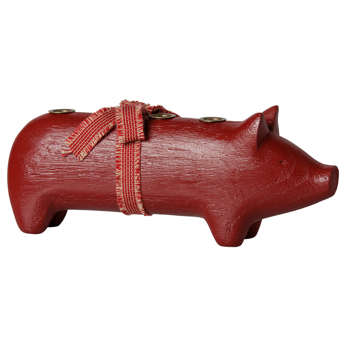 Holz-Kerzenhalter "Schwein - Advent" - Medium (Rot)