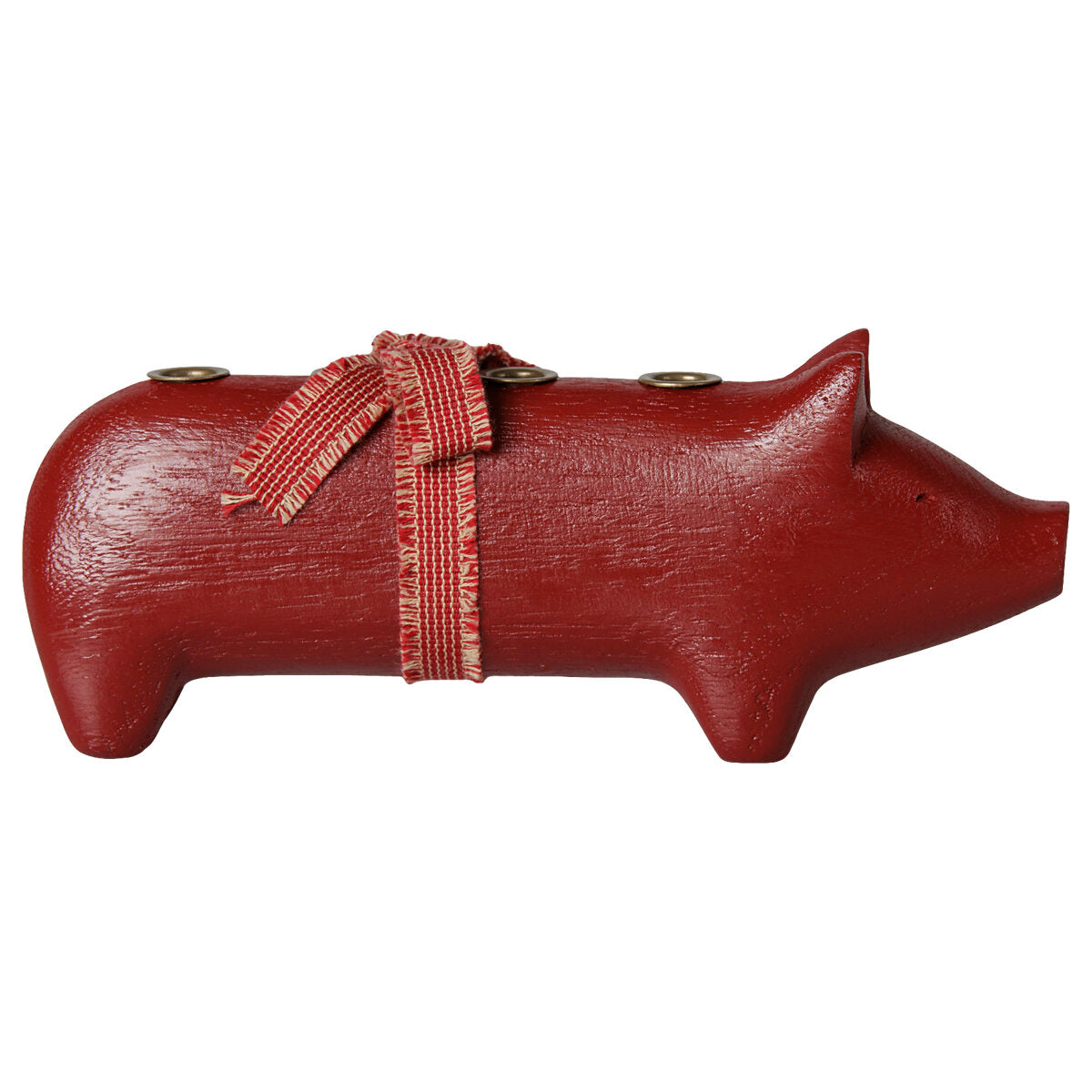 Holz-Kerzenhalter "Schwein - Advent" - Medium (Rot)