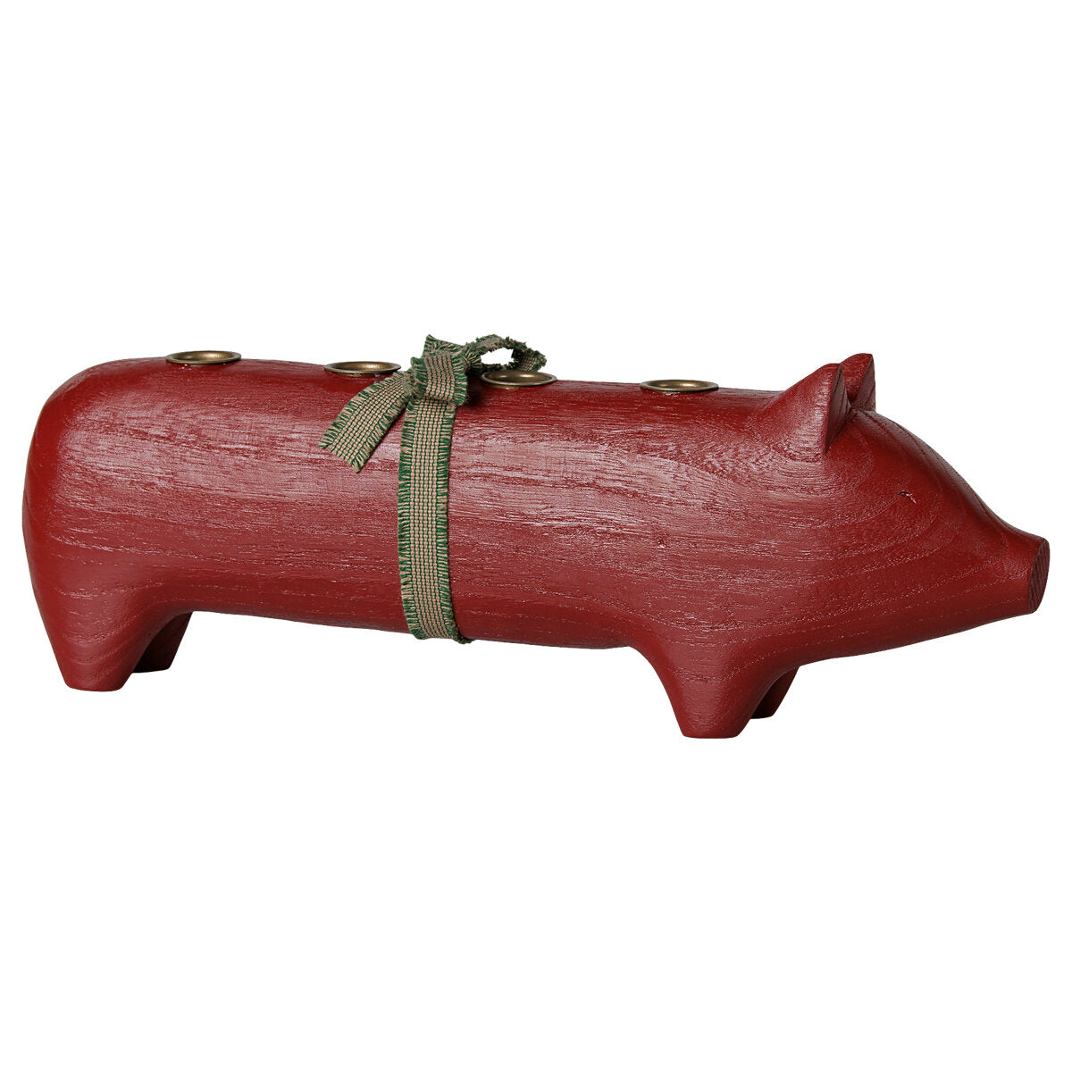 Holz-Kerzenhalter "Schwein - Advent" - Groß (Rot)