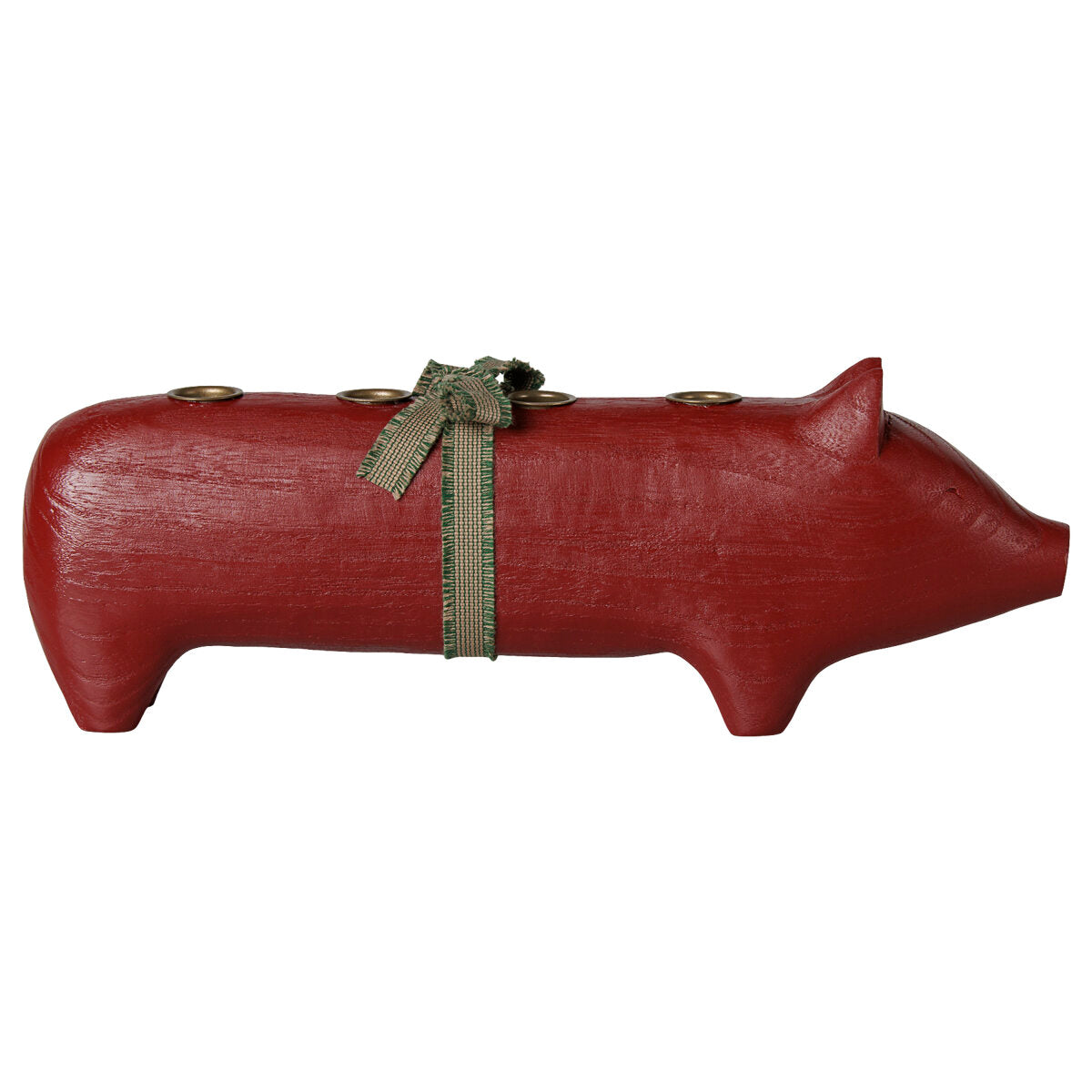 Holz-Kerzenhalter "Schwein - Advent" - Groß (Rot)