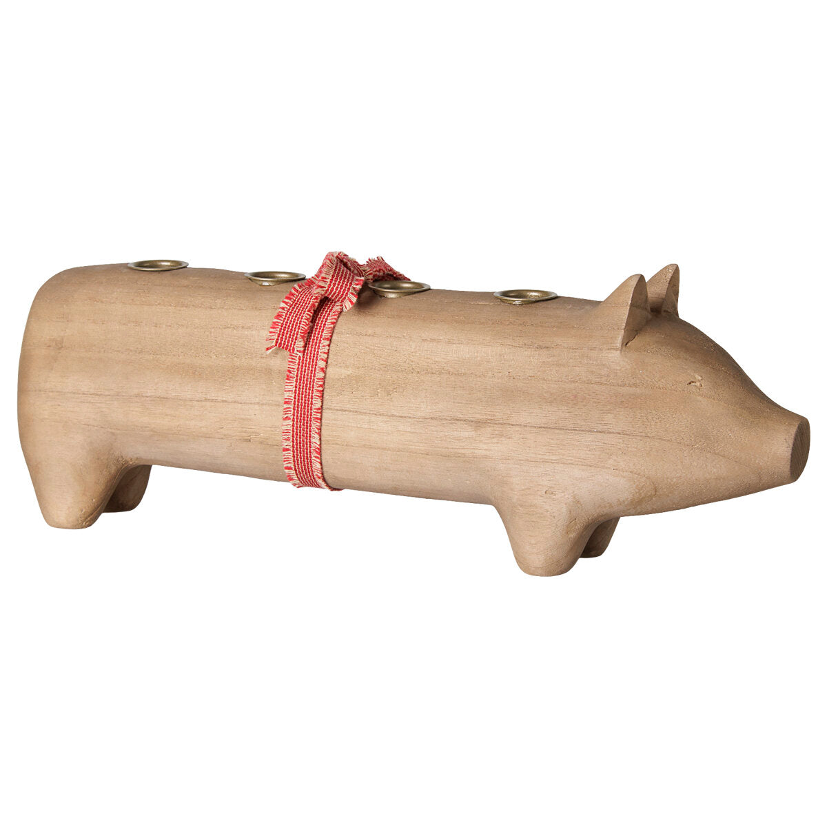 Holz-Kerzenhalter "Schwein - Advent" - Groß (Natur)