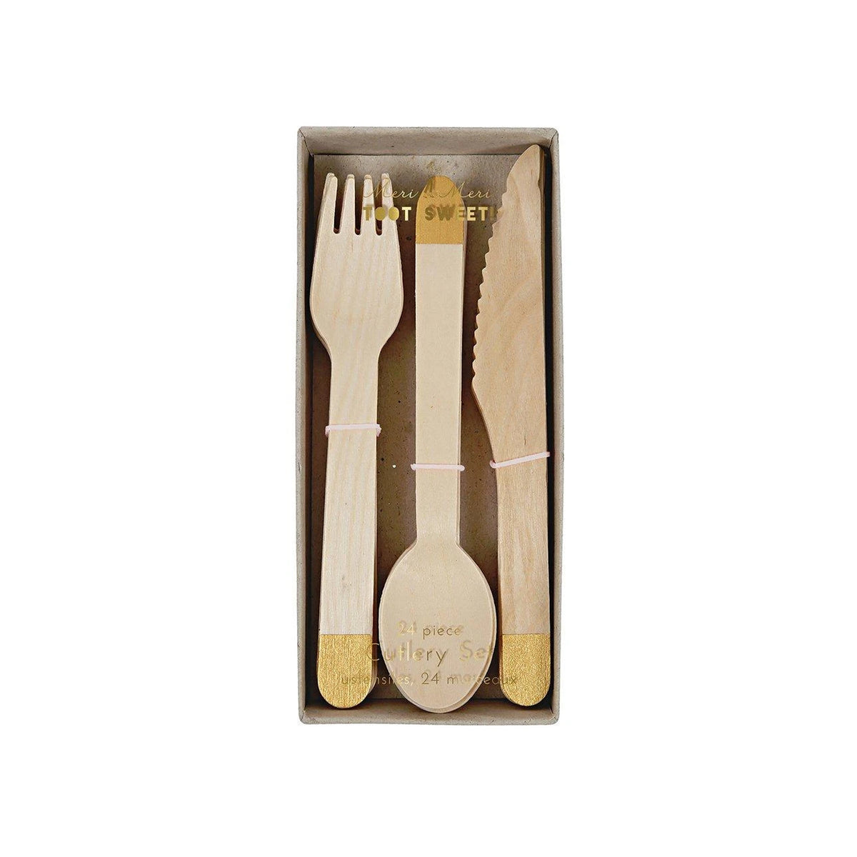 Besteckset hölzern (Gold)