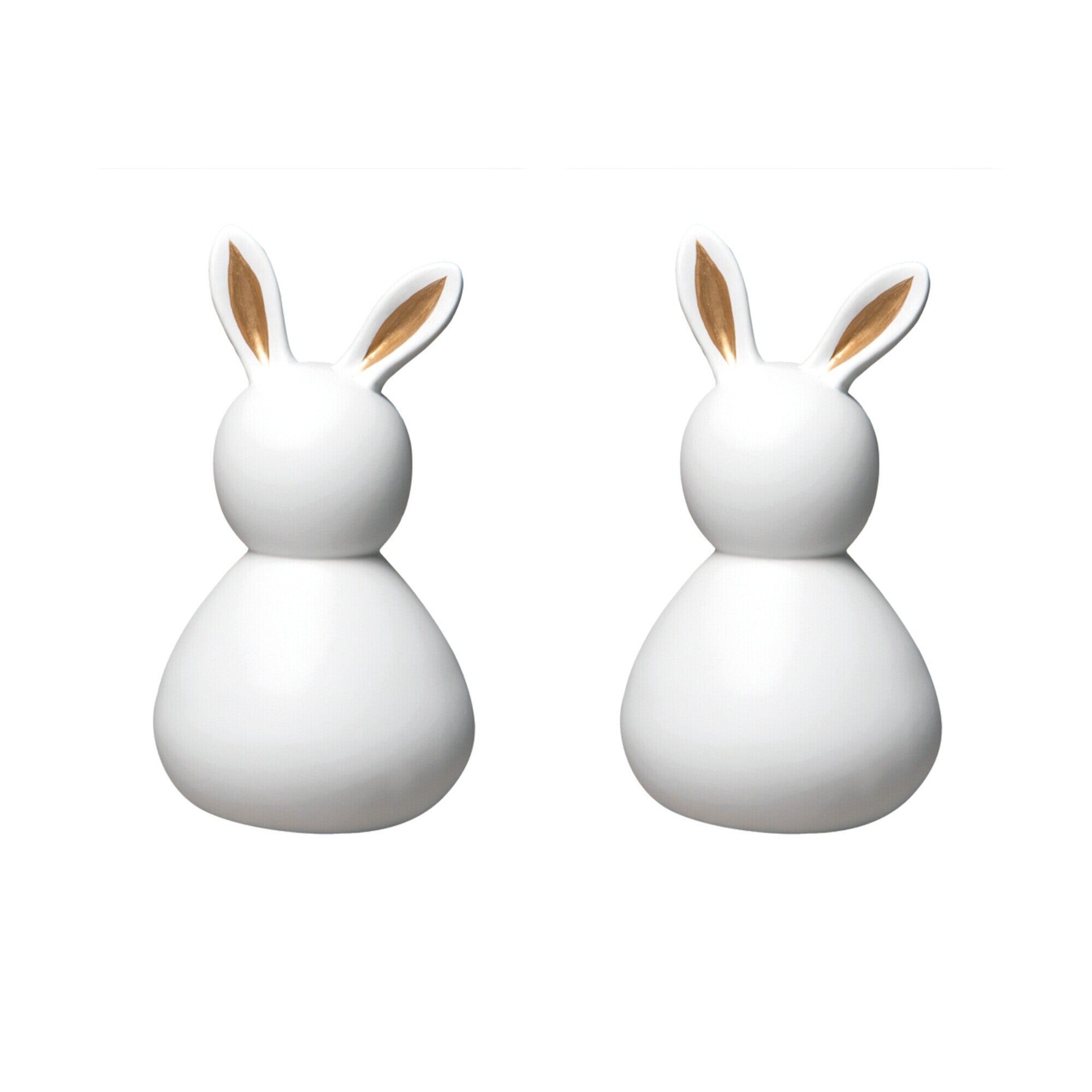 Porzellanfigur Hasen im 2er-Set "OSTERN - Damen" - Klein (Gold)
