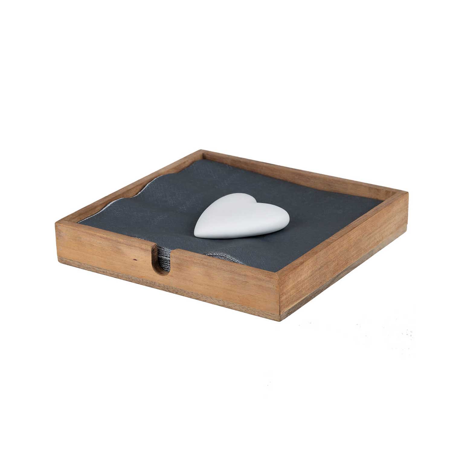 Serviettenhalter "DINING - Herz" - 18x18cm (Weiß/Natur)
