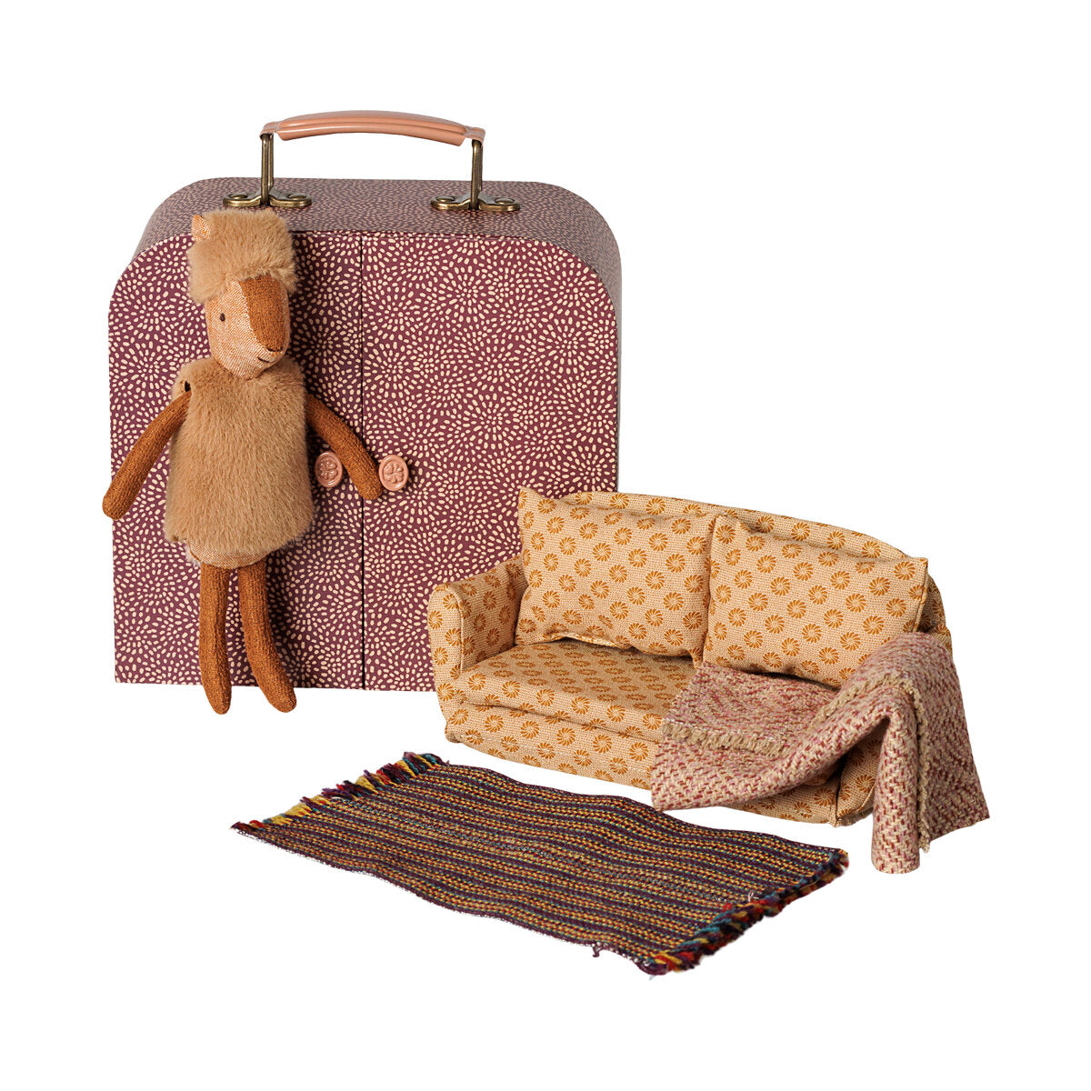 Kuscheltier Rentier im Koffer - Kleine Schwester (Bunt)