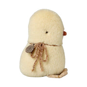 Mini-Kuscheltier Huhn aus Plüsch, hellgelb, mit orangefarbenem Schnabel und Halsband