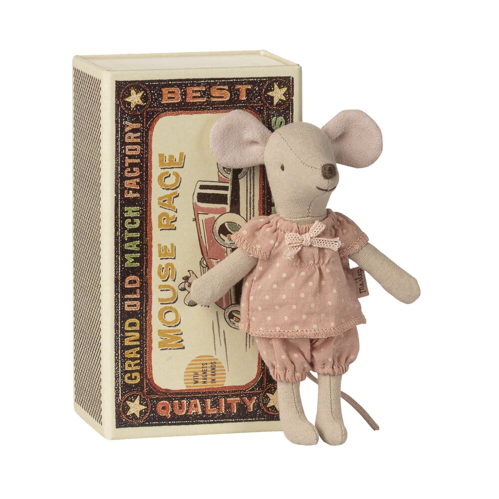 Maus in Streichholzschachtel - Große Schwester (Rosa)