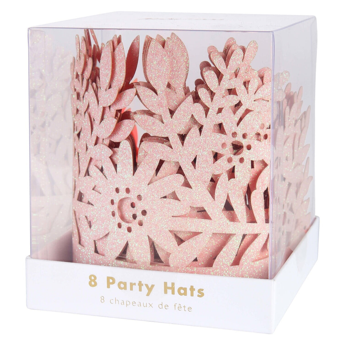 Partykronen "Pink Glitter" im 8er-Set - 8,9x10,2 cm (Rosa)