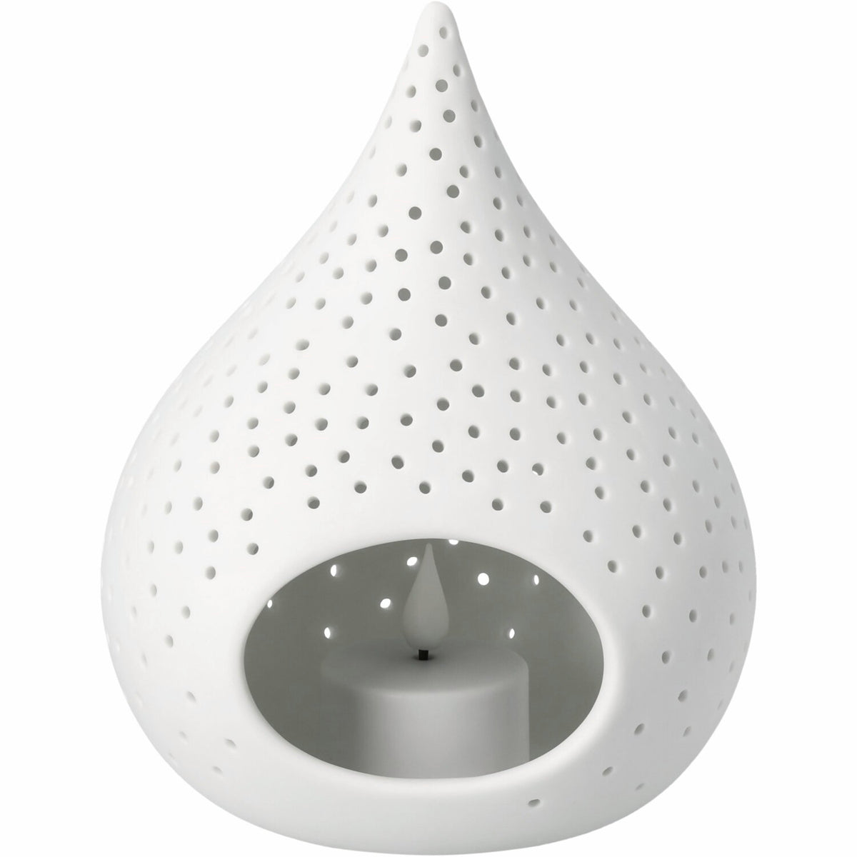 Teelichthalter "Wassertropfen" - 12,1x11,1x15,2 cm (Weiß)