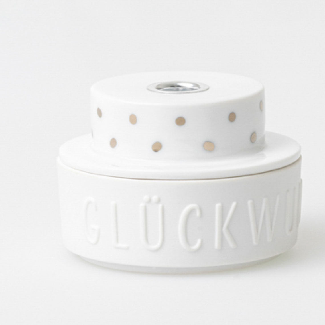 Lichttörtchen "Glückwunsch" - 7x5 cm (Weiß/Silber)