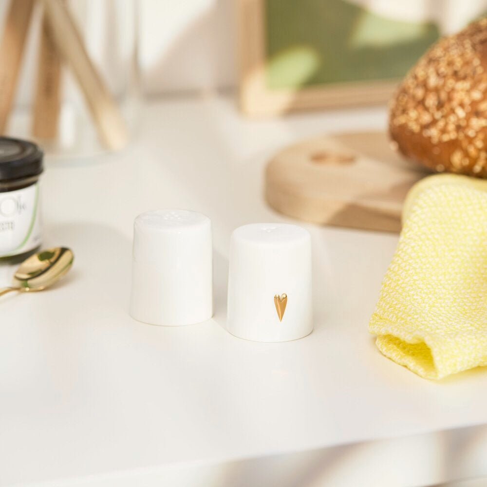 Salz- & Pfefferstreuer "Bon Appetit" - 4,5x5,3 cm (Weiß)