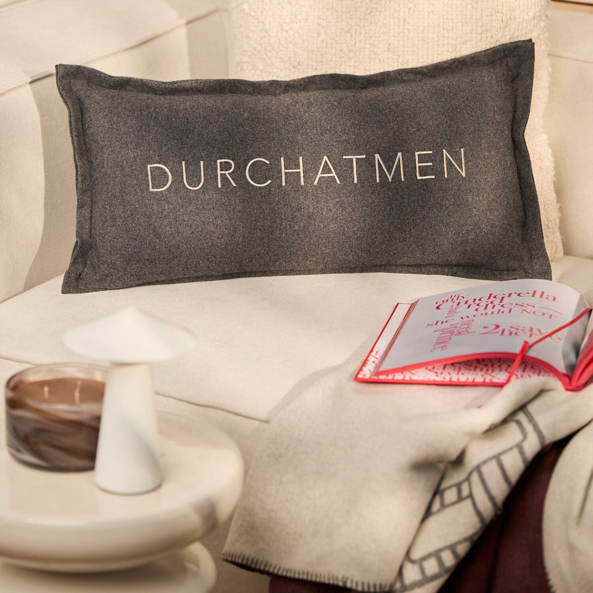 Tagtraumkissen "Durchatmen und entspannen" - 60x30 cm (Grau)