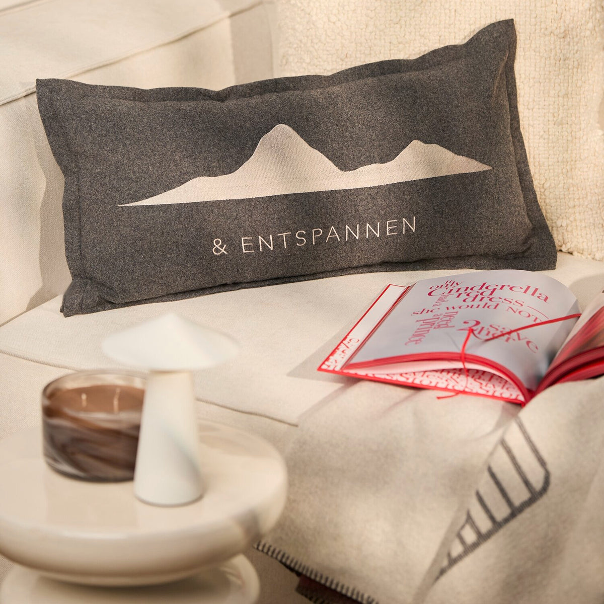Tagtraumkissen "Durchatmen und entspannen" - 60x30 cm (Grau)