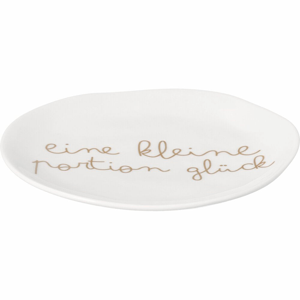Kleiner Teller "Portion Glück" - 14 cm (Weiß)