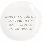 Kleiner Teller "Verrückte Freudinnen" - 14 cm (Weiß)