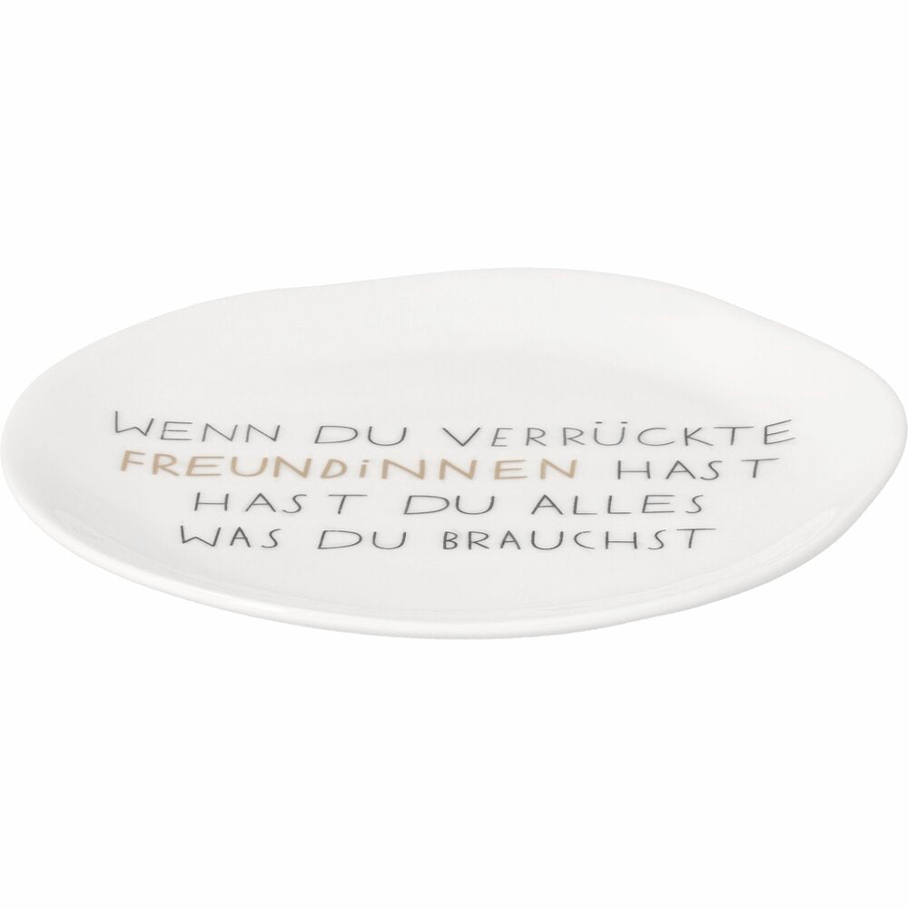 Kleiner Teller "Verrückte Freudinnen" - 14 cm (Weiß)