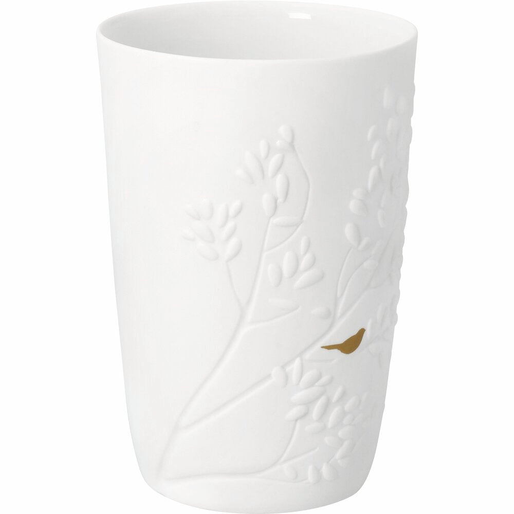 Vase "Goldvogel - Goldvögelchen" - 9,3x13,7 cm (Weiß)