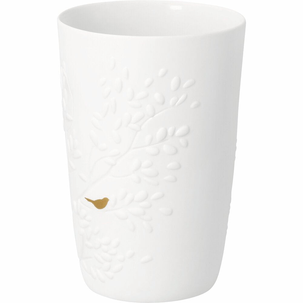 Vase "Goldvogel - Goldvögelchen" - 9,3x13,7 cm (Weiß)