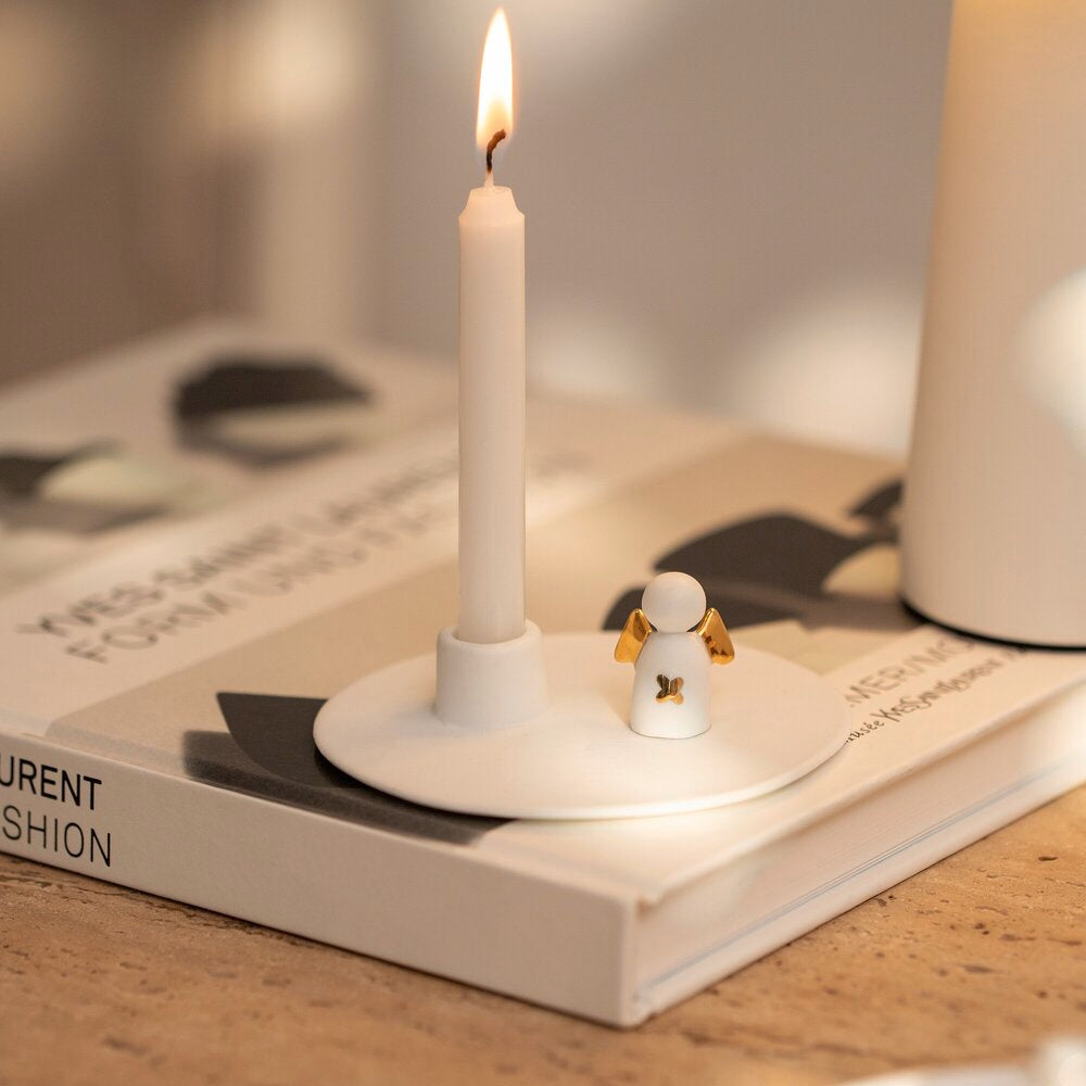 Kerzenhalter "Kleiner Glücksbote" -9,5x3,1 cm (Weiß)