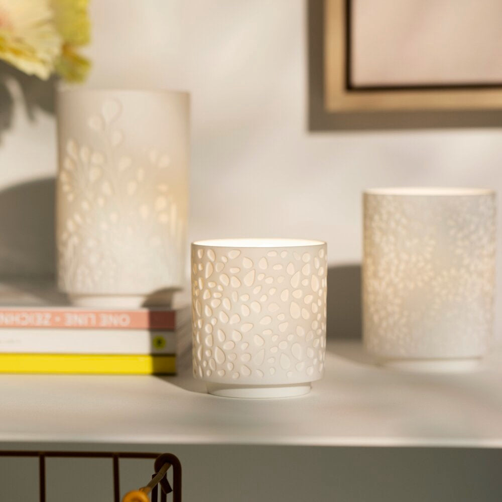 Teelicht "Wunderblätter" - 6,5x7,5 cm (Weiß)