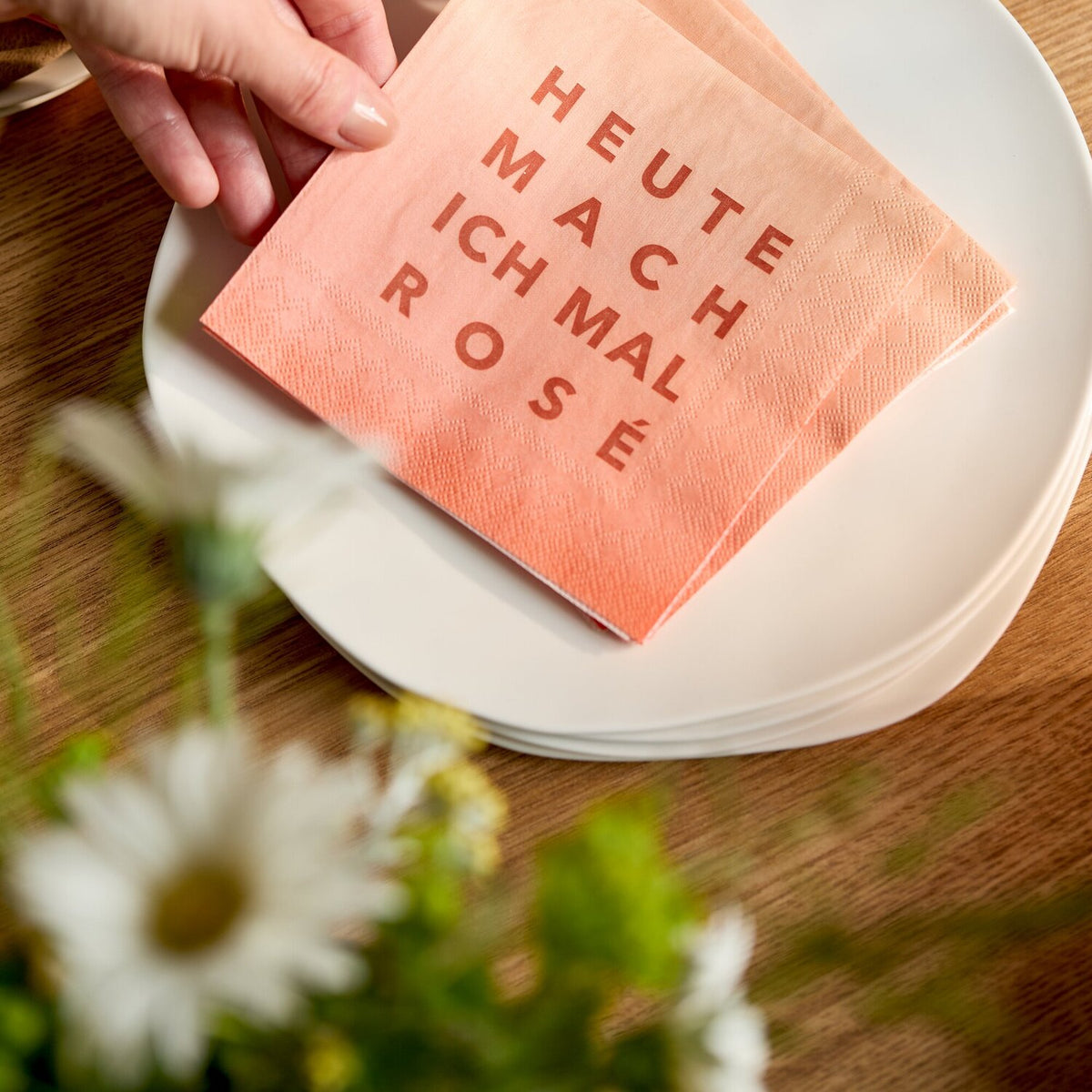 Cocktailserviette "Heute mach ich mal Rosé" - 25x25 cm (Orange)